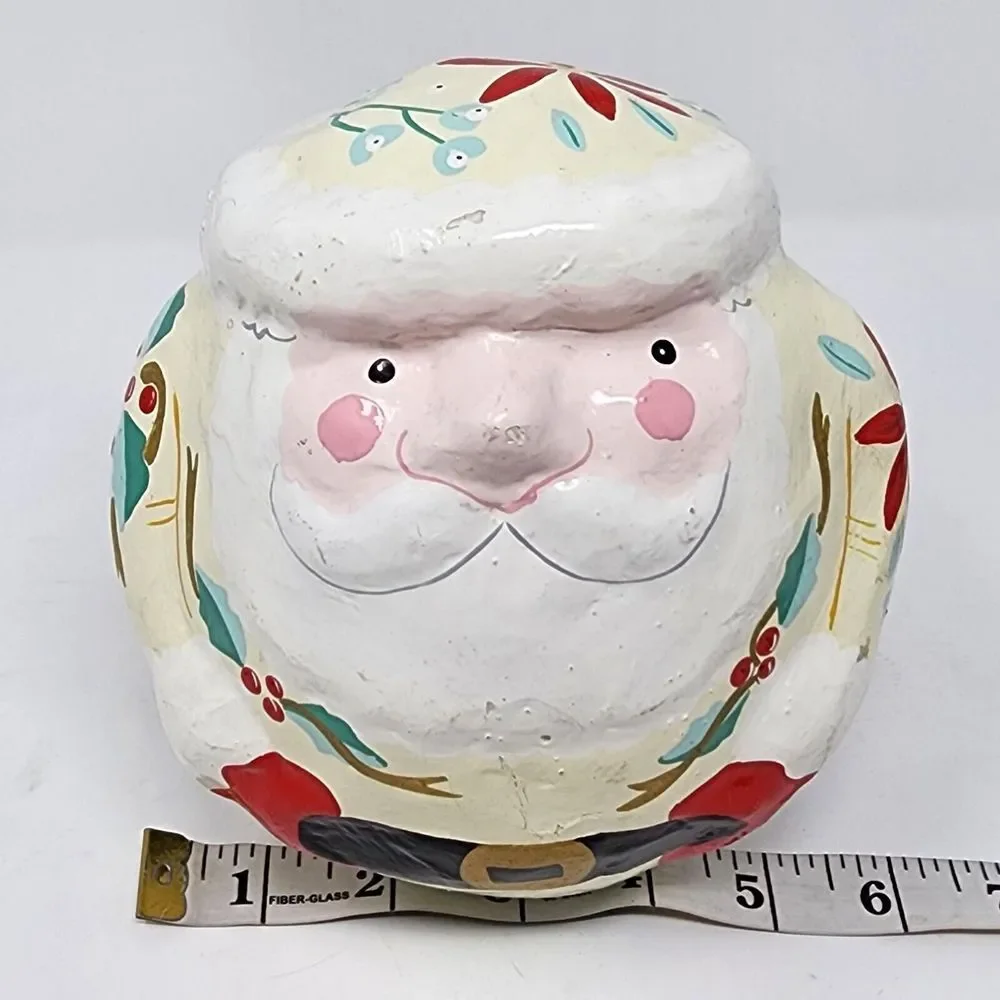 Vintage Pier One Santa Claus Hand Painted Paper Mache Wobbly‎ Folk Art Christmas
